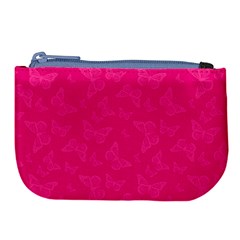 Magenta Pink Butterflies Pattern Large Coin Purse from ArtsNow.com Front