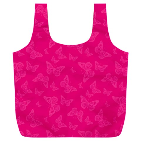 Magenta Pink Butterflies Pattern Full Print Recycle Bag (XXXL) from ArtsNow.com Front