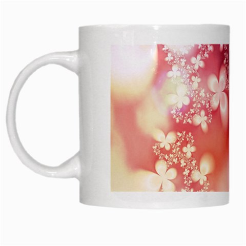 Boho Pastel Pink Floral Print White Mugs from ArtsNow.com Left
