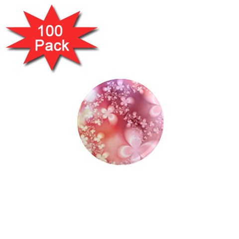 Boho Pastel Pink Floral Print 1  Mini Magnets (100 pack)  from ArtsNow.com Front