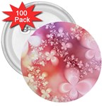 Boho Pastel Pink Floral Print 3  Buttons (100 pack) 