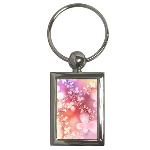 Boho Pastel Pink Floral Print Key Chain (Rectangle) from ArtsNow.com Front