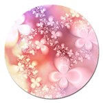 Boho Pastel Pink Floral Print Magnet 5  (Round)