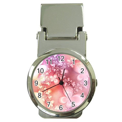Boho Pastel Pink Floral Print Money Clip Watches from ArtsNow.com Front