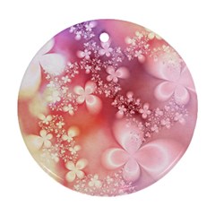 Boho Pastel Pink Floral Print Round Ornament (Two Sides) from ArtsNow.com Front