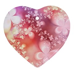 Boho Pastel Pink Floral Print Heart Ornament (Two Sides) from ArtsNow.com Back