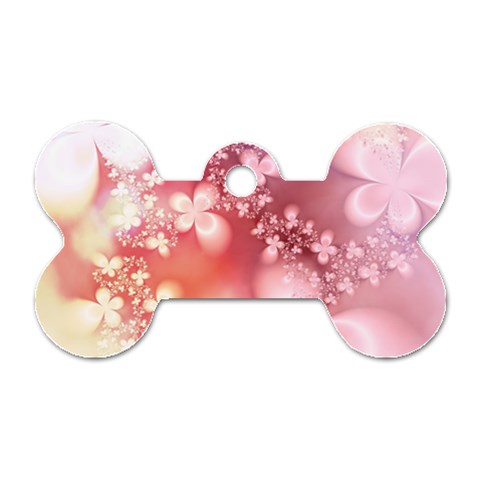 Boho Pastel Pink Floral Print Dog Tag Bone (One Side) from ArtsNow.com Front