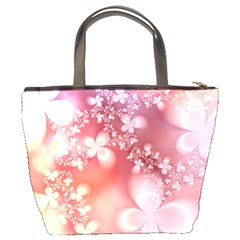 Boho Pastel Pink Floral Print Bucket Bag from ArtsNow.com Back