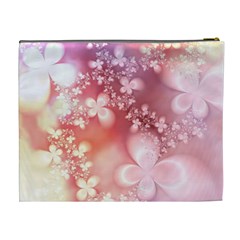 Boho Pastel Pink Floral Print Cosmetic Bag (XL) from ArtsNow.com Back