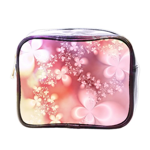 Boho Pastel Pink Floral Print Mini Toiletries Bag (One Side) from ArtsNow.com Front
