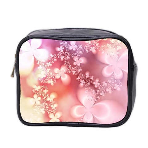 Boho Pastel Pink Floral Print Mini Toiletries Bag (Two Sides) from ArtsNow.com Front