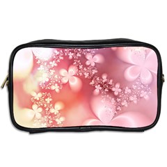 Boho Pastel Pink Floral Print Toiletries Bag (Two Sides) from ArtsNow.com Back