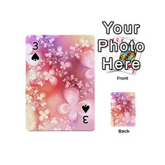 Boho Pastel Pink Floral Print Playing Cards 54 Designs (Mini) from ArtsNow.com Front - Spade3