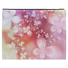Boho Pastel Pink Floral Print Cosmetic Bag (XXXL) from ArtsNow.com Back