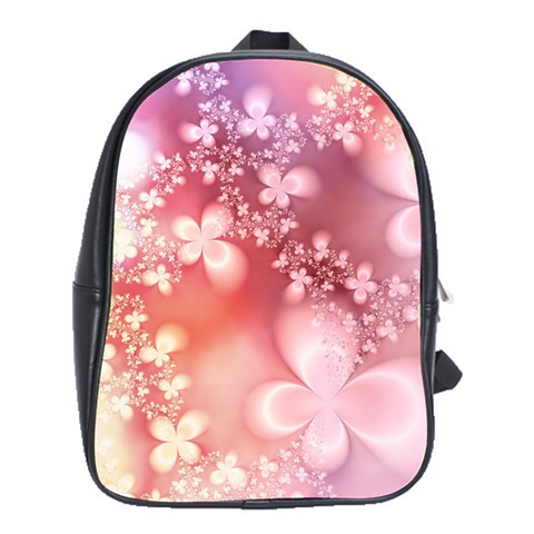Boho Pastel Pink Floral Print School Bag (XL) from ArtsNow.com Front