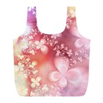 Boho Pastel Pink Floral Print Full Print Recycle Bag (L)