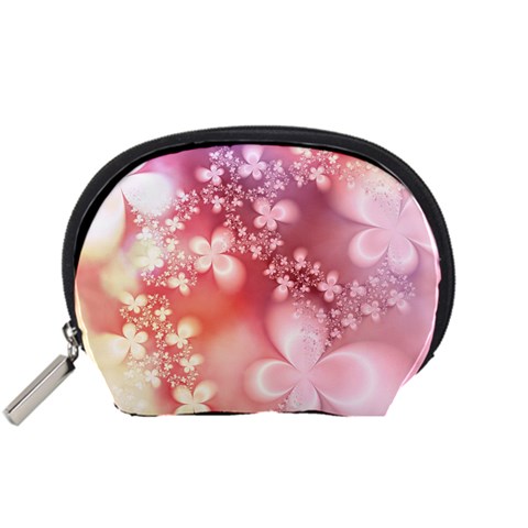 Boho Pastel Pink Floral Print Accessory Pouch (Small) from ArtsNow.com Front
