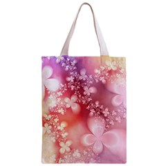 Boho Pastel Pink Floral Print Zipper Classic Tote Bag from ArtsNow.com Front