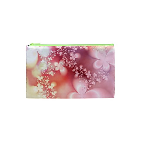 Boho Pastel Pink Floral Print Cosmetic Bag (XS) from ArtsNow.com Front