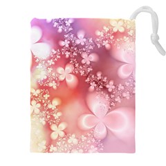 Boho Pastel Pink Floral Print Drawstring Pouch (4XL) from ArtsNow.com Front