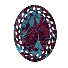 Boho Teal Wine Mosaic Oval Filigree Ornament (Two Sides) from ArtsNow.com Front