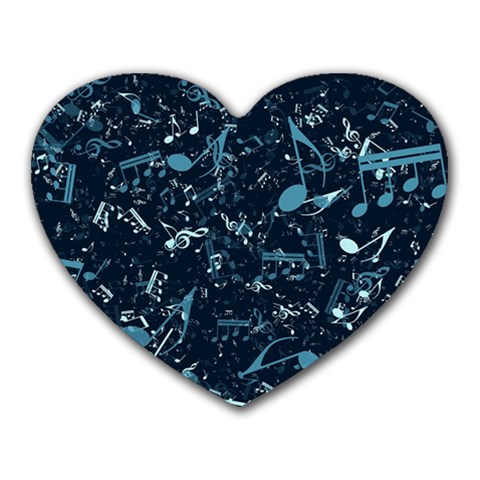 Prussian Blue Music Notes Heart Mousepads from ArtsNow.com Front