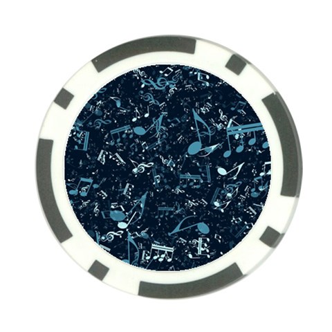 Prussian Blue Music Notes Poker Chip Card Guard (10 pack) from ArtsNow.com Front