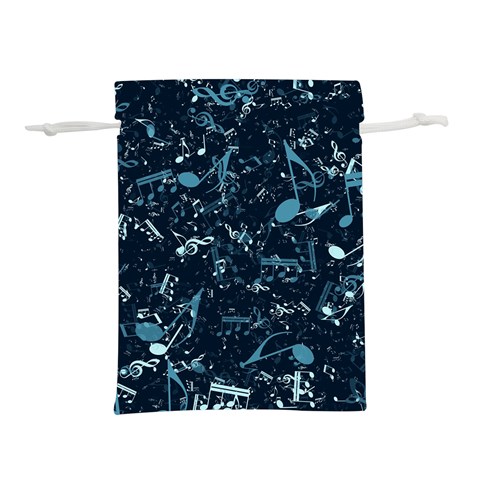 Prussian Blue Music Notes Lightweight Drawstring Pouch (S) from ArtsNow.com Front