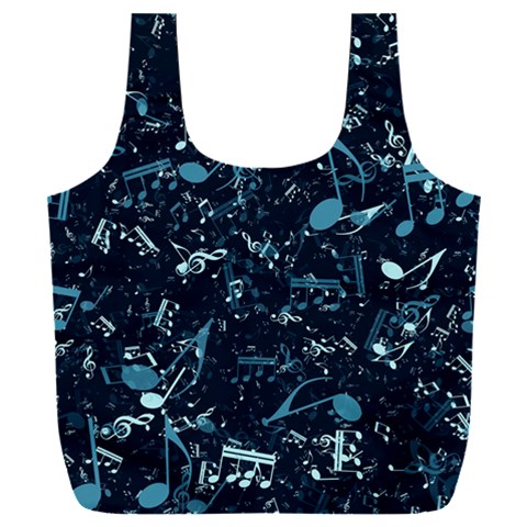 Prussian Blue Music Notes Full Print Recycle Bag (XXL) from ArtsNow.com Front