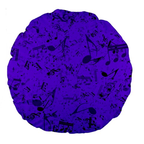 Electric Indigo Music Notes Large 18  Premium Round Cushions from ArtsNow.com Front