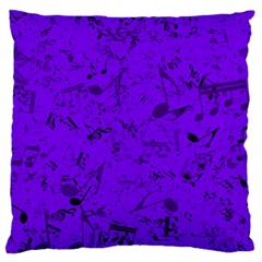 Electric Indigo Music Notes Large Flano Cushion Case (Two Sides) from ArtsNow.com Front