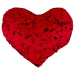 Scarlet Red Music Notes Large 19  Premium Heart Shape Cushions