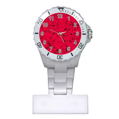 Scarlet Red Music Notes Plastic Nurses Watch from ArtsNow.com Front