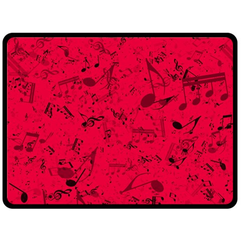 Scarlet Red Music Notes Double Sided Fleece Blanket (Large)  from ArtsNow.com 80 x60  Blanket Front