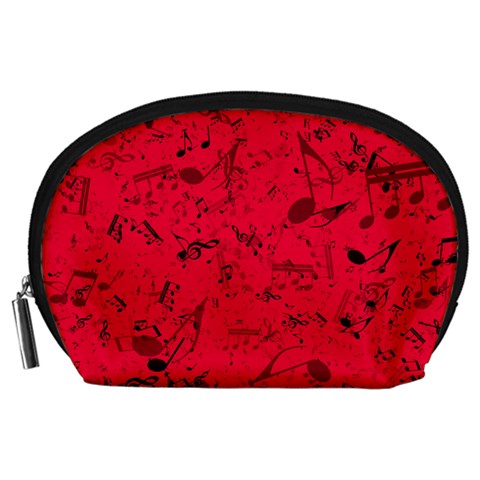 Scarlet Red Music Notes Accessory Pouch (Large) from ArtsNow.com Front