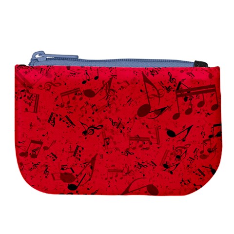 Scarlet Red Music Notes Large Coin Purse from ArtsNow.com Front