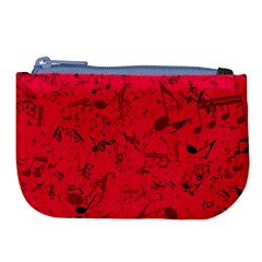 Scarlet Red Music Notes Large Coin Purse from ArtsNow.com Front