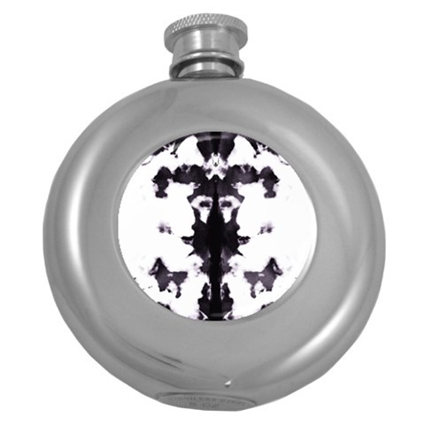 Rorschach Inkblot Pattern Round Hip Flask (5 oz) from ArtsNow.com Front