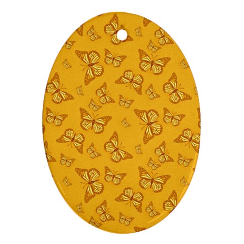 Mustard Yellow Monarch Butterflies Ornament (Oval) from ArtsNow.com Front