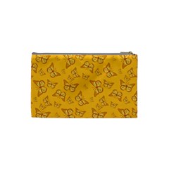Mustard Yellow Monarch Butterflies Cosmetic Bag (Small) from ArtsNow.com Back