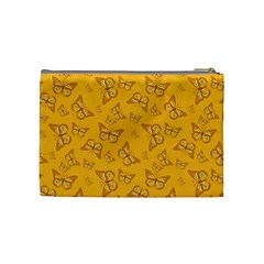 Mustard Yellow Monarch Butterflies Cosmetic Bag (Medium) from ArtsNow.com Back