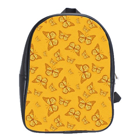 Mustard Yellow Monarch Butterflies School Bag (XL) from ArtsNow.com Front