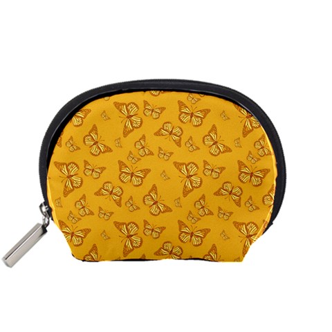 Mustard Yellow Monarch Butterflies Accessory Pouch (Small) from ArtsNow.com Front