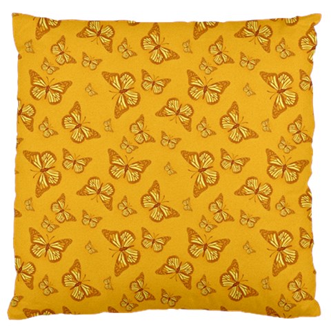 Mustard Yellow Monarch Butterflies Standard Flano Cushion Case (Two Sides) from ArtsNow.com Front