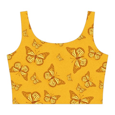 Mustard Yellow Monarch Butterflies Midi Sleeveless Dress from ArtsNow.com Top Front