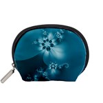Teal Floral Print Accessory Pouch (Small)