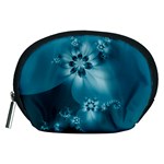 Teal Floral Print Accessory Pouch (Medium)