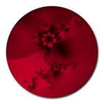 Scarlet Red Floral Print Round Mousepads