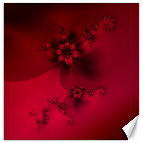 Scarlet Red Floral Print Canvas 12  x 12  from ArtsNow.com 11.4 x11.56  Canvas - 1