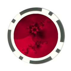 Scarlet Red Floral Print Poker Chip Card Guard from ArtsNow.com Front